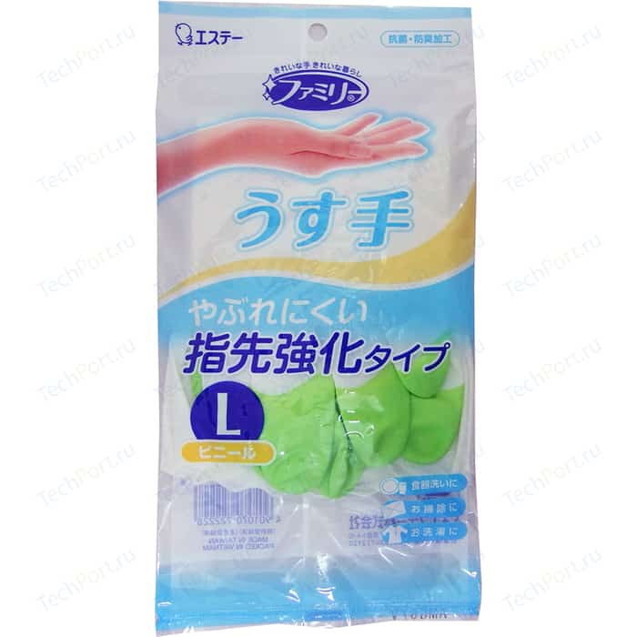 Перчатки хозяйственные ST Family виниловые, тонкие, L, 1 пара, Япония