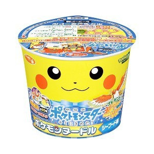 Лапша "Покемон" со вкусом морепродуктов с наклейкой, Pokemon Noodle Seafood, SANYO , 37 гр., Япония