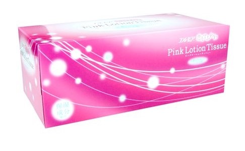 Бумажные розовые двухслойные платочки "ELLEMOI" "Pink Lotion Tissues" с коэнзимом Q10, Kami Shodji, 180 шт, Япония