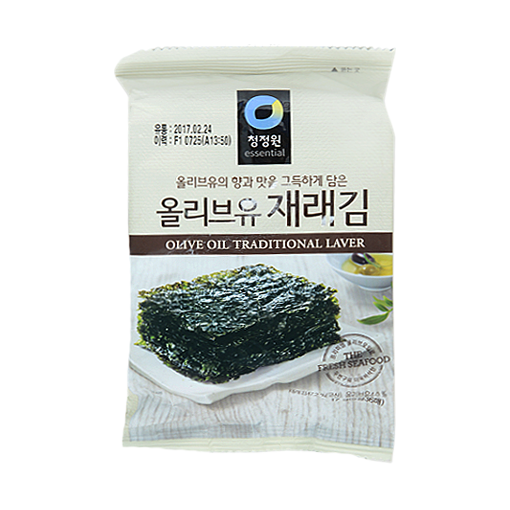 Морская капуста сушеная обжаренная с оливковым маслом "Seasoned seaweed snack with olive oil", Jin Yang, 45 гр, Корея