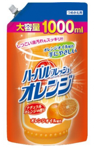 Средство для мытья посуды, овощей и фруктов с ароматом апельсина (мягкая упаковка), "Mitsuei", 1000 мл, Япония