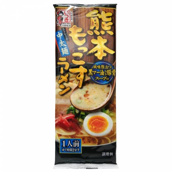 Лапша  Рамен - Тонкоцу (рамен с бульоном на свиных косточках) с жареным чесноком ,ITSUKI KUMAMOTO MOKKOSU, 123 гр, Япония
