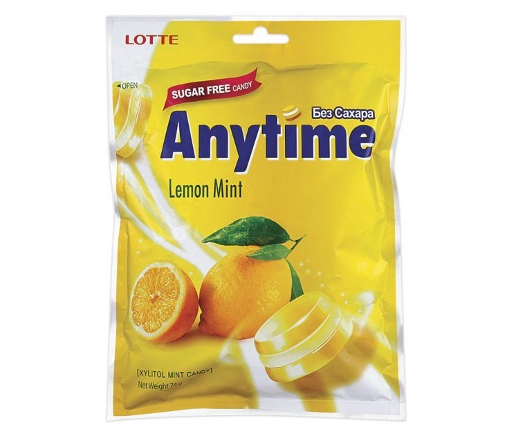 Карамель "Xilitol Anytime"  с ксилитолом Лимон-мята 74г. Ю.Корея, 74 гр, Корея