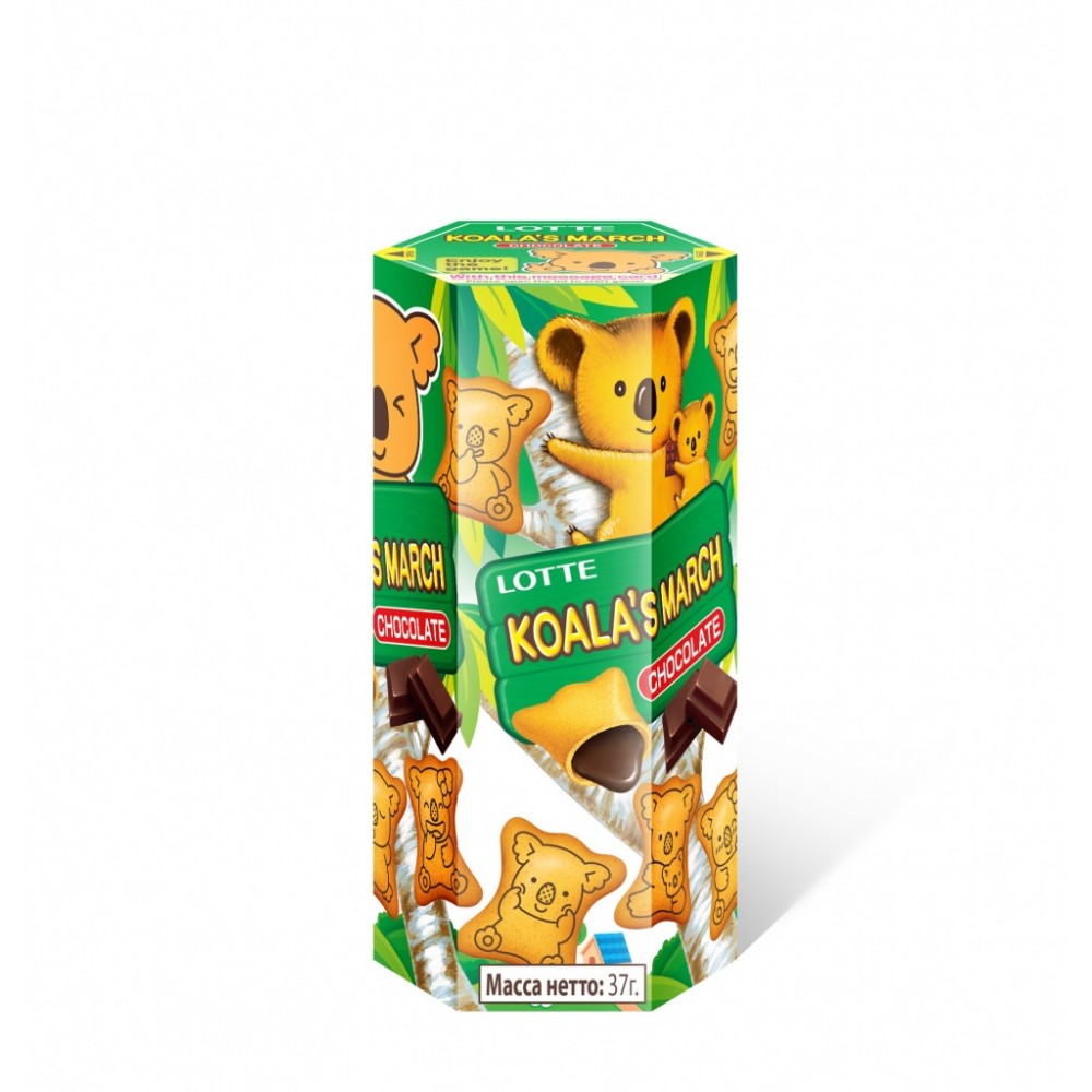 Печенье Koala's March Cocoa&White Chocolate 37г, Корея
