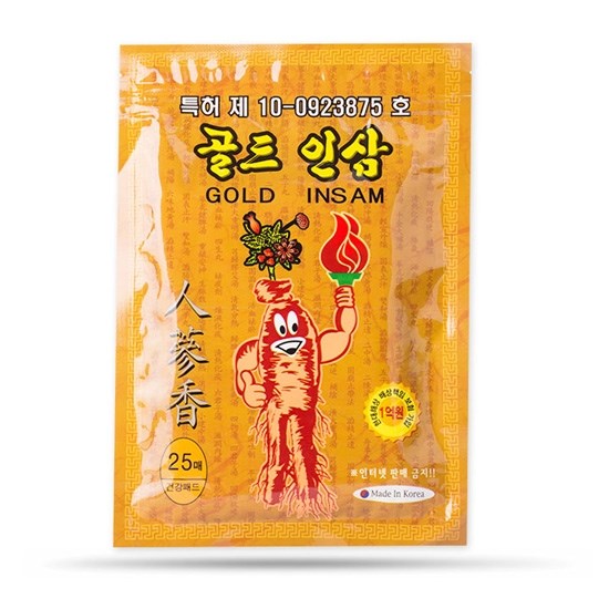 Пластырь противовоспалительный против боли в спине женьшеневый WHITE WOLSY Gold Insam 25шт., Корея