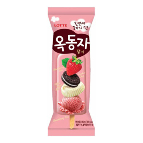Мороженое Орео в белом шоколаде с клубникой Lotte 75г., Корея