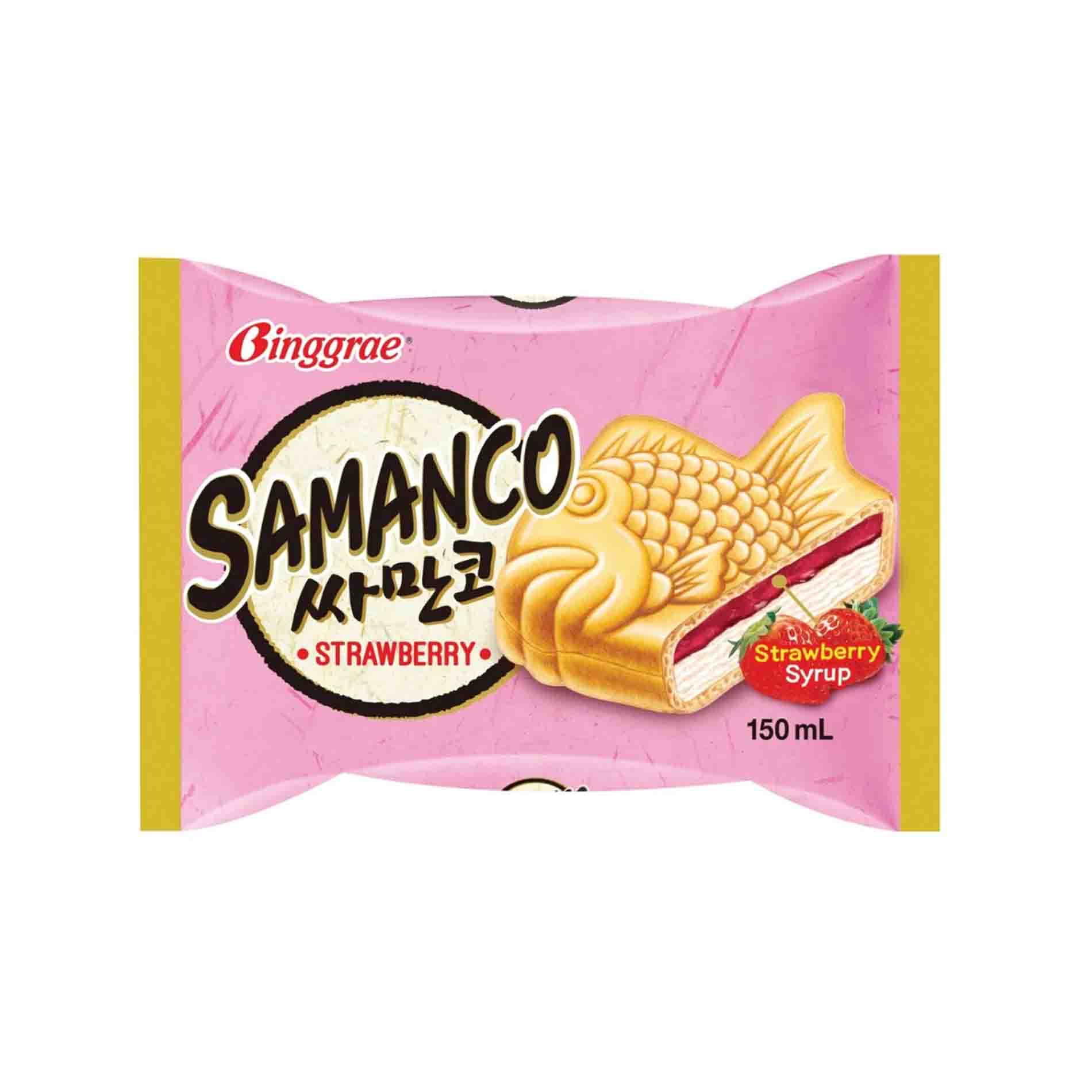 Мороженое Melona "Таяки " с клубникой Waffle Strawberry 150г. Binggrae, Корея
