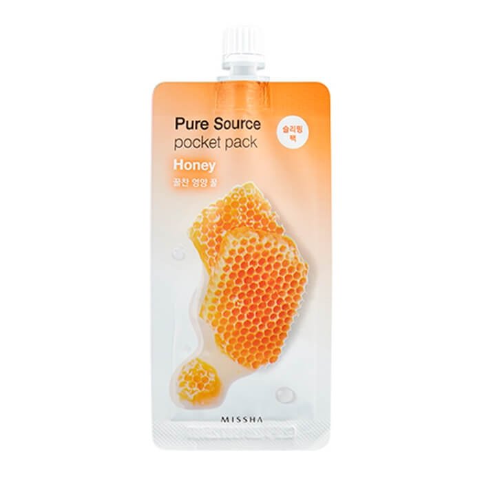 Ночная несмываемая маска для лица с экстрактом мёда  Missha Pure Source Pocket Pack, 10 мл, Корея