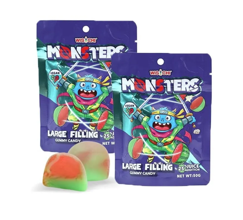 Мармеладные конфеты с начинкой Monster "Gummy Candy" со вкусом арбуза WISCHI КНР 50г., Китай