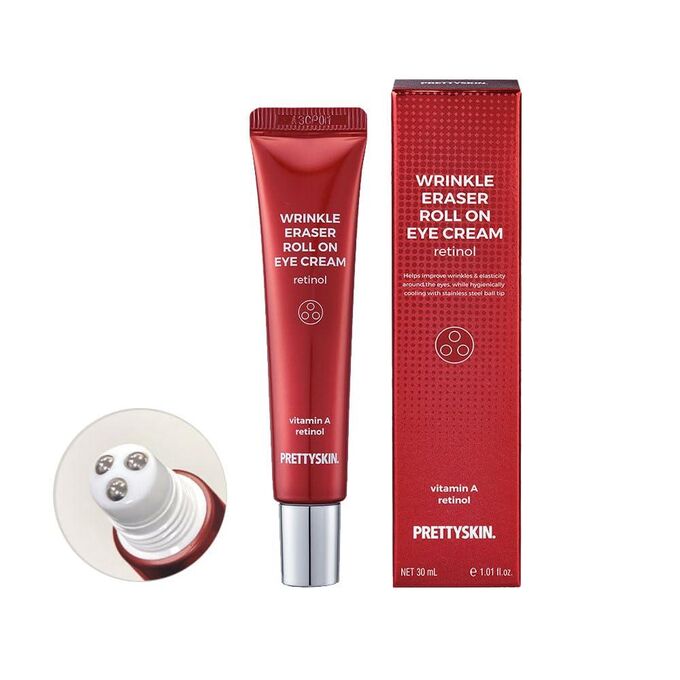 Крем-роллер для век антивозрастной с ретинолом, PrettySkin Eye Cream Wrinkle Eraser Roll On Retinol