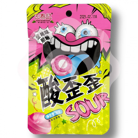 Кислые конфеты HongTaiKeeFoods с шипучкой монстрик — вкус персик, 20г. КНР