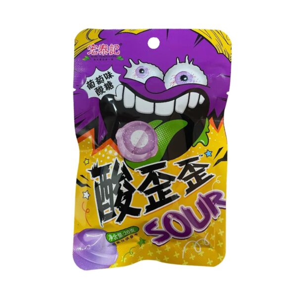 Кислые конфеты Sour Candy с шипучкой (Черника, Виноград, Клубника) КНР