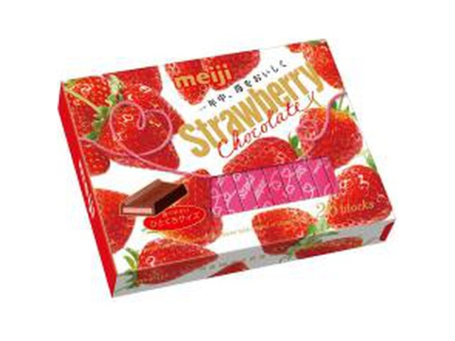 Шоколад молочный со вкусом клубники Strawberry Chocolate Box Meiji, 26 шт. 120 гр.Япония