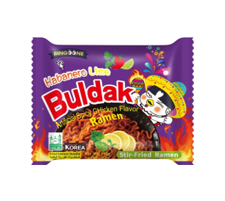Лапша BULDAK со вкусом курицы, перцем хабанеро и лаймом 140г. Bingoone, Китай