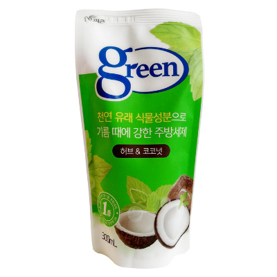 Средство для мытья посуды "Green" «Травы и кокос» (на натуральной основе) 300мл, PIGEON, Корея
