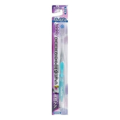 Зубная щетка 4-х рядная с косым срезом щетинок и прорезиненной прозрачной ручкой (жёсткая), EBISU, Япония