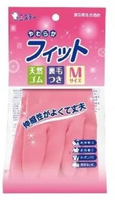 Резиновые перчатки средней толщины, с внутренним покрытием, M, розовые, ST, 1 пара, Япония