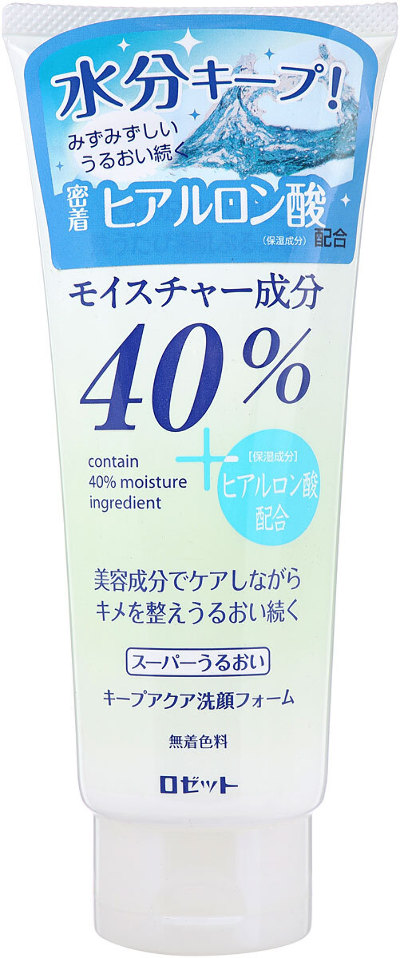 Пенка для умывания интенсивно увлажняющая и влагосберегающая "40% увлажнения" с гиалуроновой кислотой, Rosette, 168 гр, Япония