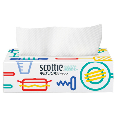 Бумажные кухонные полотенца в коробке Crecia "Scottie" двухслойные, NP, 75 шт, Япония