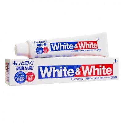 Зубная паста отбеливающая с кальцием и фтором Мятная "White&White" (в коробке) , LION, 150 гр, Япония