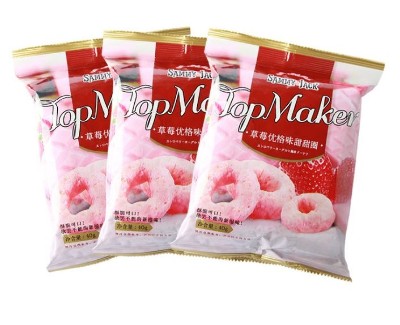 Рисовые пончики в клубничном йогурте, Top Marer 40г.  Тайвань, 40 гр, Тайвань (Китай)