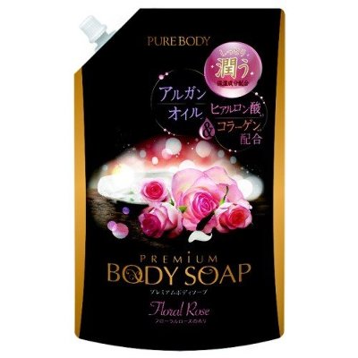 Крем-мыло увлажняющее с аргановым маслом, гиалуроновой кислотой и коллагеном, Mitsuei "Pure Body Premium", 840 мл, Япония