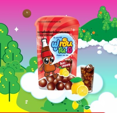 Резинка жевательная драже Fusen No Mi Cola Lemon "Кола и лимон", Thai Lotte, 15г, Таиланд