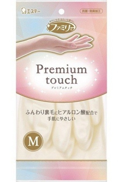 Перчатки виниловые "Premium Touch"  М средней толщины с внутренним покрытием и гиал. кислотой, Япония