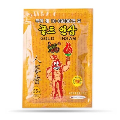 Пластырь противовоспалительный против боли в спине женьшеневый WHITE WOLSY Gold Insam 25шт., Корея