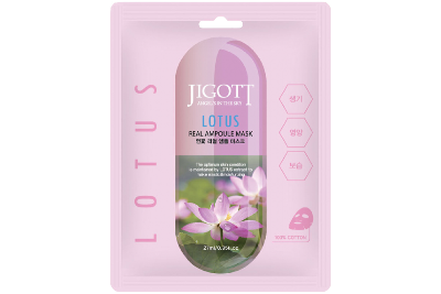 Маска тканевая ампульная с экстрактом лотоса, Jigott Lotus Real 27мл, Корея