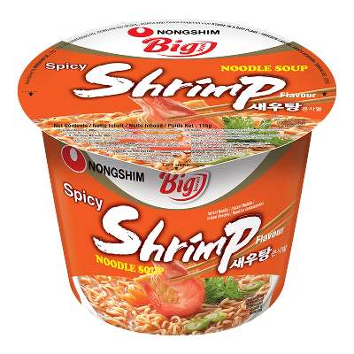 Лапша Nongshim "Big Bowl Noodle Shrimp Flavour" острая со вкусом креветок (банка) 115г Ю.Корея, Корея