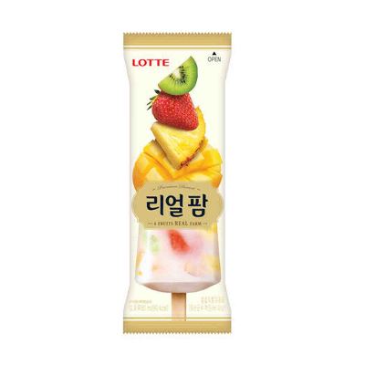 Мороженое с кусочками фруктов "REAL" Фруктовое ассорти Lotte 85г., Корея