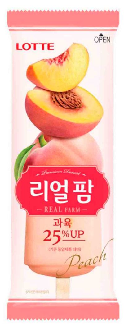 Мороженое с кусочками персика "REAL" Персик  85гр Lotte, Корея