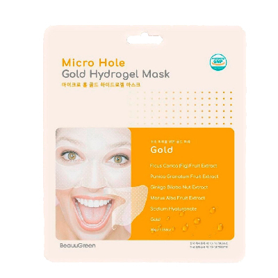 Гидрогелевая маска для лица с золотом, Beauu Green Micro Hole Gold Hydrogel Mask.30гр.Ю.Корея