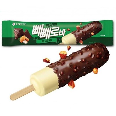 Мороженое Pepero Almond Ice Bar Frozen Confection 75g. Lotte, Корея