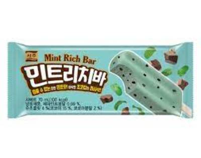 Мороженое "Мята с шоколадной крошкой"  Mint Rich Bar Seoju, Корея