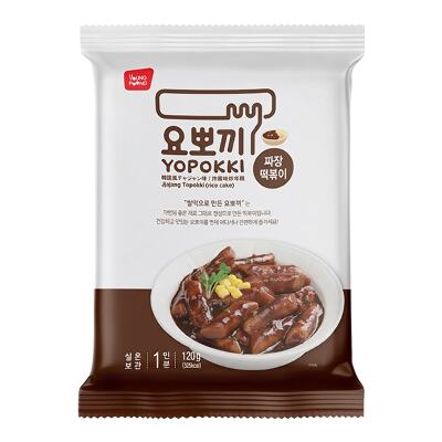 Рисовые клецки б/п (топокки) с соусом чаджан Black soybean sauce Topokki (rice cake) 120г пачка. Ю.Корея