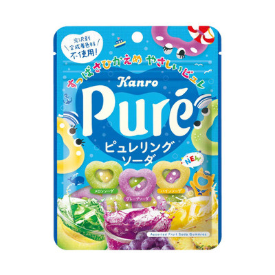 Мармелад кислый "Сердечки" со вкусом содовой Pure Heart Shaped Ring Gummy Kanro 63г. Япония