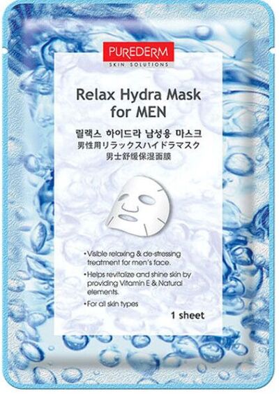 Маска тканевая увлажняющая для мужчин, Purederm Relax Hydra Mask For Men 18мл. Ю.Корея