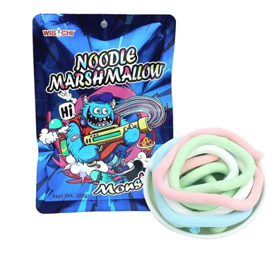 Маршмеллоу Monster "Noodle marshmallow", "Цветные спагетти"  WISCHI 50г. КНР, Китай