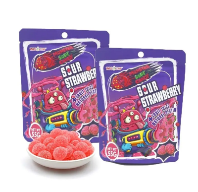 Мармеладные конфеты WISCHI Monster с натуральным соком "Sour strawberry" вкус клубники 55г. КНР., Китай