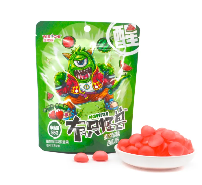 Мармеладные конфеты с натуральным соком Monster "Освежающий арбуз" WISCHI, КНР 55г., Китай