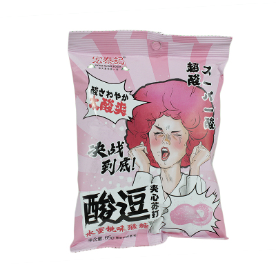 Суперкислые леденцы SUPER SOUR со вкусом персика HONG TAI KEE 65г. КНР