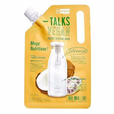 Ночная питательная маска для лица с нони и кокосом при тусклой коже Talks Vegan Squeeze Pocket Sleeping Mask Mega Nutritious. Ю.Корея