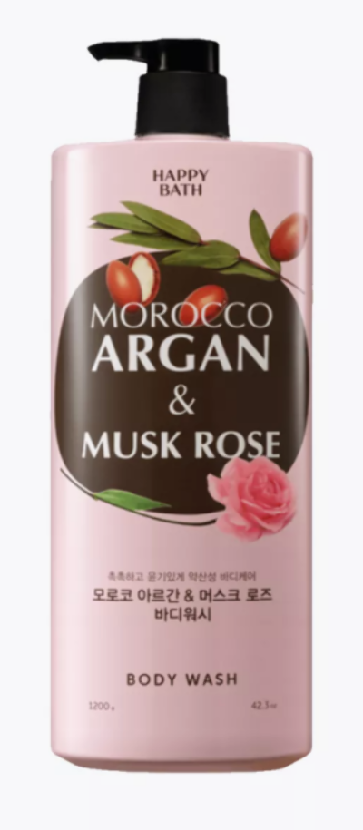 Гель для душа с аргановым маслом  розой Morocco Argan & Musk Rose Happy Bath 1200мл. Ю.Корея