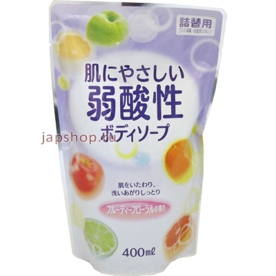 Жидкое мыло д/тела ANIMO со слабыми кислотами и фруктовым ароматом, мягкая упаковка, 400мл. Япония