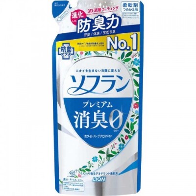 Кондиционер для белья "SOFLAN" "Premium Deodorizer Zero-Ø" - натуральный аромат луговых трав, Lion 420 мл Япония