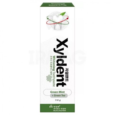 Отбеливающая зубная паста "Xyldent" «Зелёный чай и прополис» (гелевая) 110г. MKH  Ю.Корея