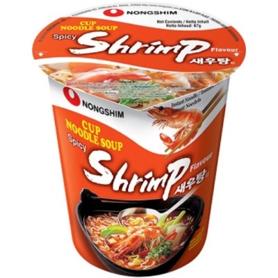 Лапша Nongshim Shrimp со вкусом креветок, острая с овощами и морской капустой 67г. Ю.Корея, Корея