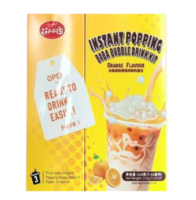 Напиток Bubble tea со вкусом апельсина "Popping Boba Bubble Kit Orange" 3*70г.,210г. КНР, Китай